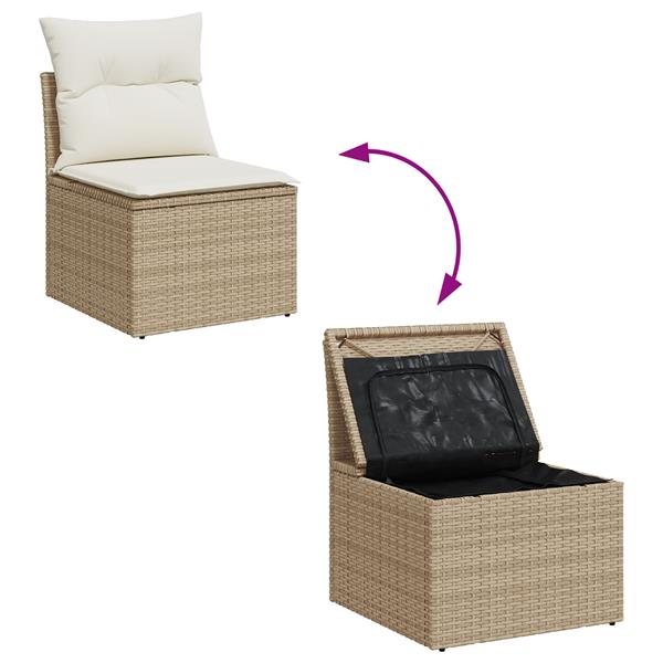 Grote foto vidaxl 5 delige tuinbankenset met kussens beige poly rattan tuin en terras tuinmeubelen
