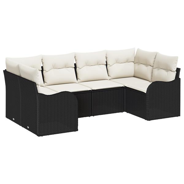 Grote foto vidaxl 6 delige tuinsofa set met kussens zwart poly riet tuin en terras tuinmeubelen