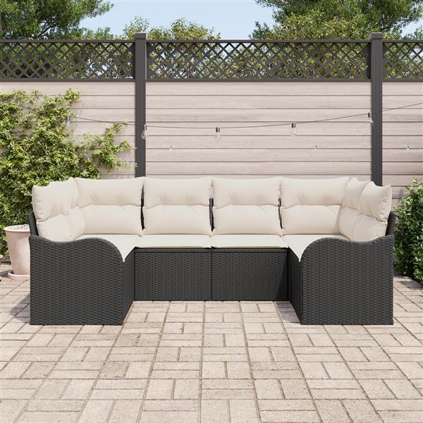 Grote foto vidaxl 6 delige tuinsofa set met kussens zwart poly riet tuin en terras tuinmeubelen
