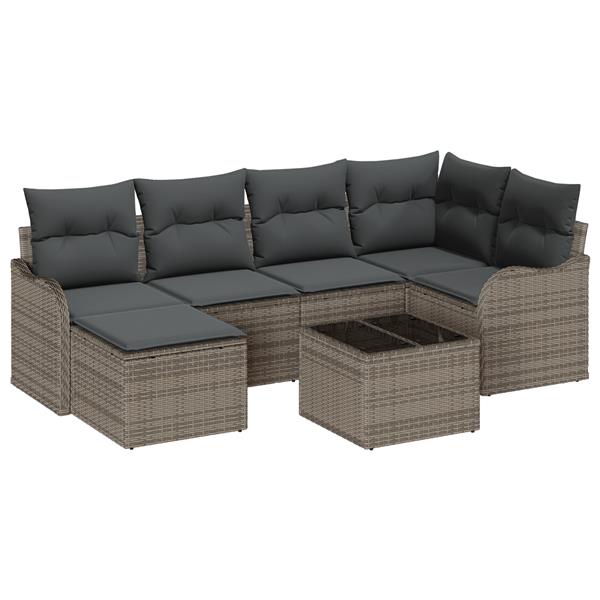 Grote foto vidaxl 6 delige tuinbankenset met kussens poly rattan zwart tuin en terras tuinmeubelen