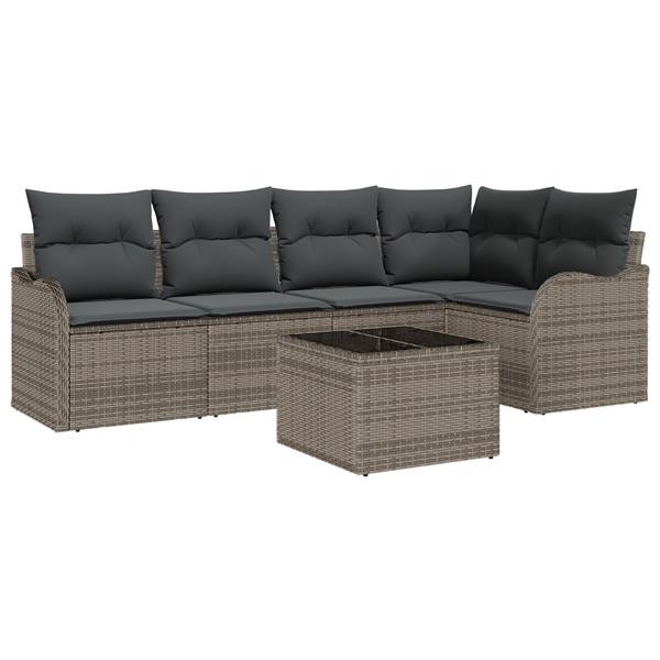 Grote foto vidaxl 5 delige tuinset met kussens zwart poly rattan tuin en terras tuinmeubelen