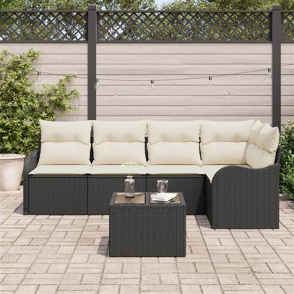 Grote foto vidaxl 5 delige tuinsofa set met kussens bruin poly rattan tuin en terras tuinmeubelen