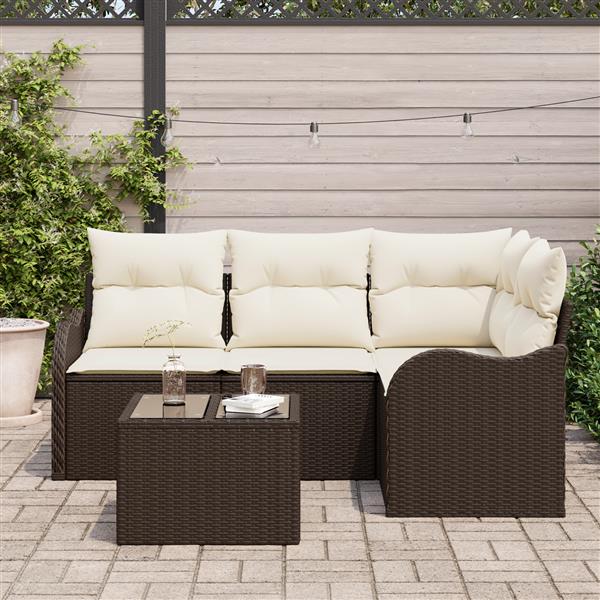 Grote foto vidaxl 4 delige tuinbankenset met kussens poly rattan grijs tuin en terras tuinmeubelen