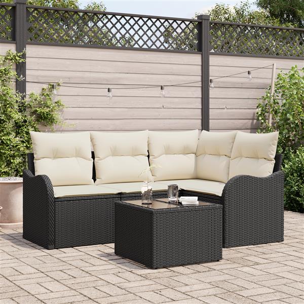 Grote foto vidaxl 4 delige tuinbankenset met kussens poly rattan bruin tuin en terras tuinmeubelen