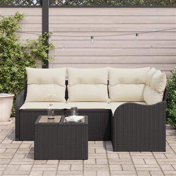 Grote foto vidaxl 4 delige tuinbankenset met kussens poly rattan bruin tuin en terras tuinmeubelen