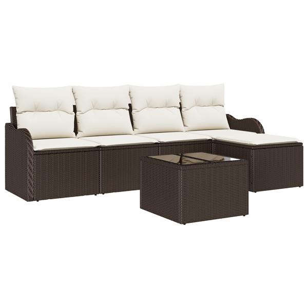 Grote foto vidaxl 5 delige tuinset met kussens in grijs poly rattan tuin en terras tuinmeubelen