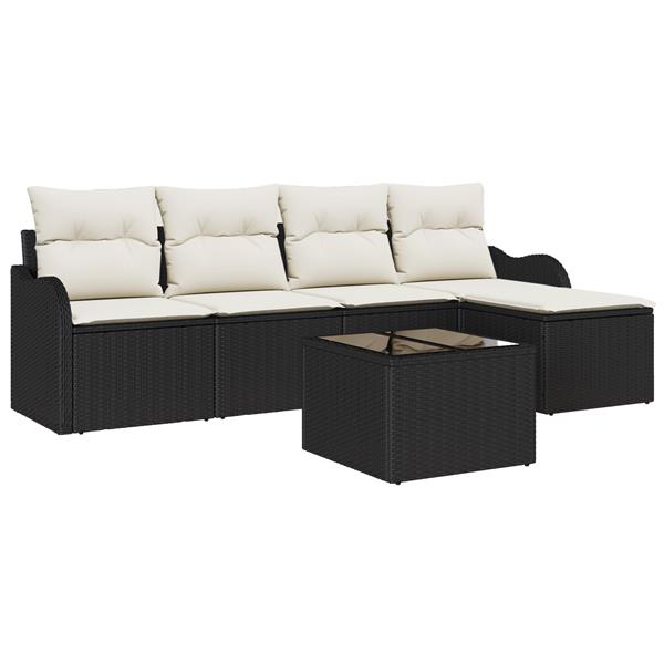 Grote foto vidaxl 5 delige tuinbankset met kussens bruin poly rattan tuin en terras tuinmeubelen