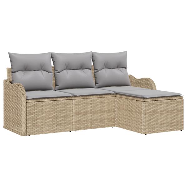 Grote foto vidaxl 4 delige tuinbankenset met kussens poly rattan beige tuin en terras tuinmeubelen