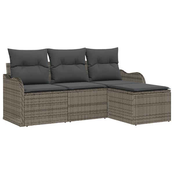 Grote foto vidaxl 4 delige tuinbankenset met kussens poly rattan grijs tuin en terras tuinmeubelen