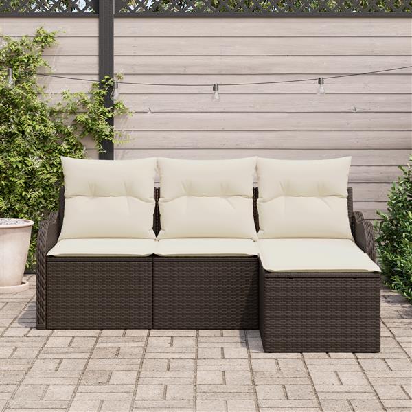 Grote foto vidaxl 4 delige tuinbankenset met kussens poly rattan bruin tuin en terras tuinmeubelen