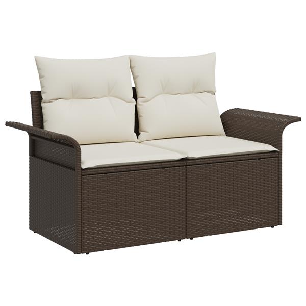 Grote foto vidaxl 6 delige tuinset met kussens bruin poly rattan tuin en terras tuinmeubelen