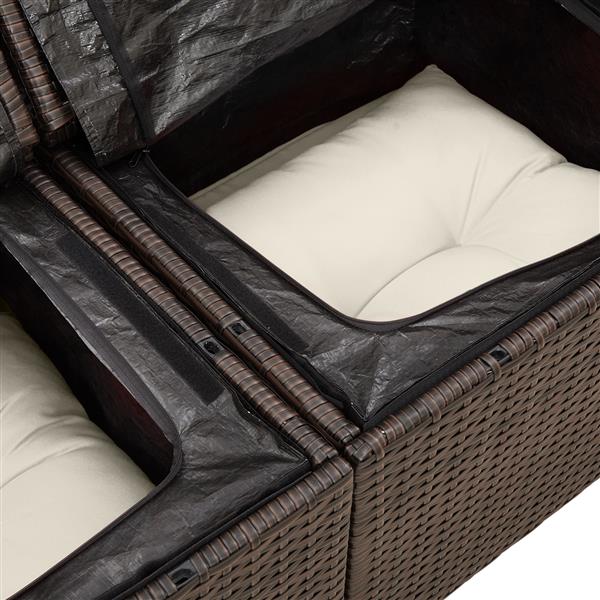 Grote foto vidaxl 6 delige tuinset met kussens bruin poly rattan tuin en terras tuinmeubelen