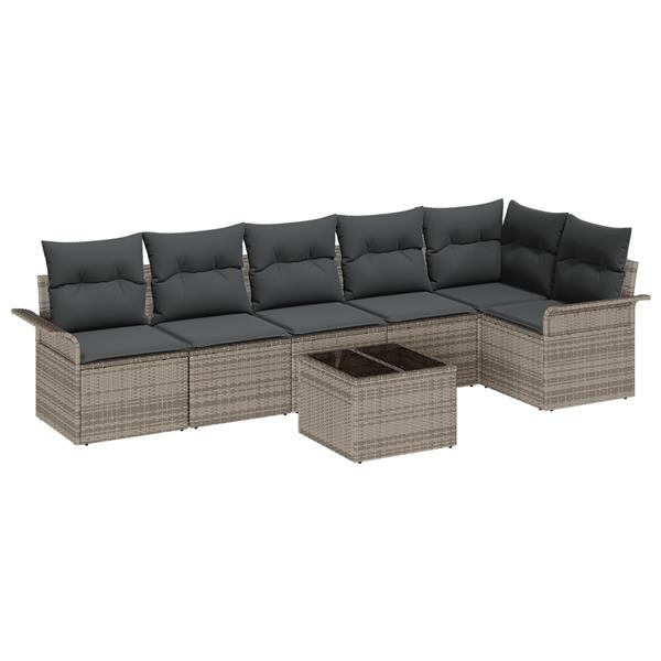 Grote foto vidaxl 6 delige tuinbankenset met kussens poly rattan zwart tuin en terras tuinmeubelen
