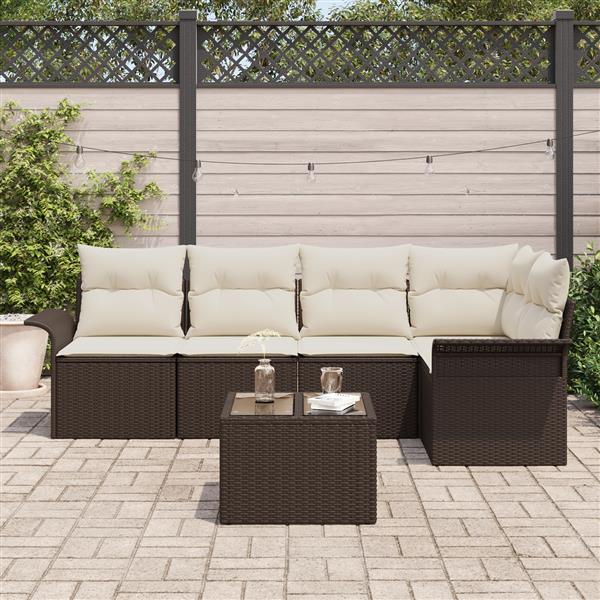 Grote foto vidaxl 5 delige tuinset met kussens in grijs poly rattan tuin en terras tuinmeubelen