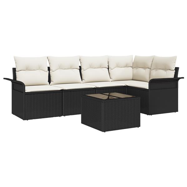 Grote foto vidaxl 5 delige tuinsofa set met kussens bruin poly rattan tuin en terras tuinmeubelen