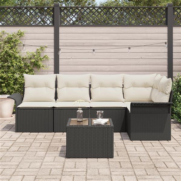 Grote foto vidaxl 5 delige tuinsofa set met kussens bruin poly rattan tuin en terras tuinmeubelen