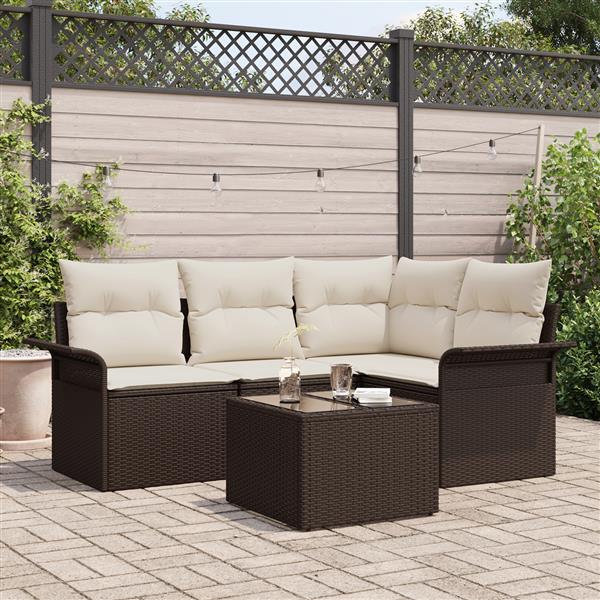 Grote foto vidaxl 4 delige tuinset met kussens in grijs poly rattan tuin en terras tuinmeubelen