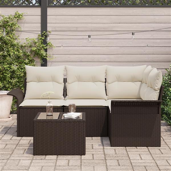 Grote foto vidaxl 4 delige tuinset met kussens in grijs poly rattan tuin en terras tuinmeubelen