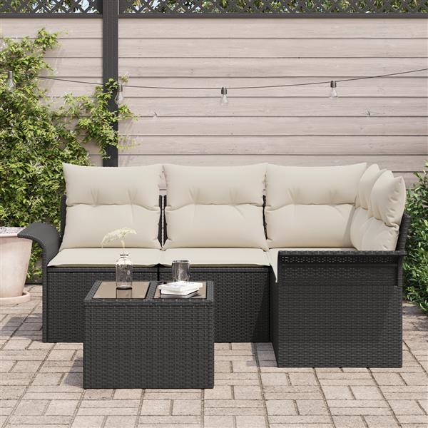Grote foto vidaxl 4 delige tuinsofa set met kussens bruin poly rattan tuin en terras tuinmeubelen