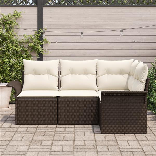 Grote foto vidaxl 4 delige tuinset met kussens bruin poly rattan tuin en terras tuinmeubelen