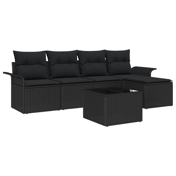 Grote foto vidaxl 6 delige tuinbankenset met kussens poly rattan beige tuin en terras tuinmeubelen