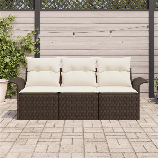 Grote foto vidaxl 3 delige tuinset met kussens bruin poly rattan tuin en terras tuinmeubelen