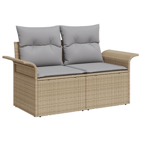 Grote foto vidaxl 6 delige tuinset met kussens poly rattan acaciahout beige tuin en terras tuinmeubelen