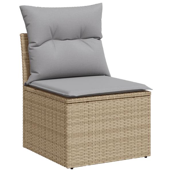 Grote foto vidaxl 6 delige tuinset met kussens poly rattan acaciahout beige tuin en terras tuinmeubelen