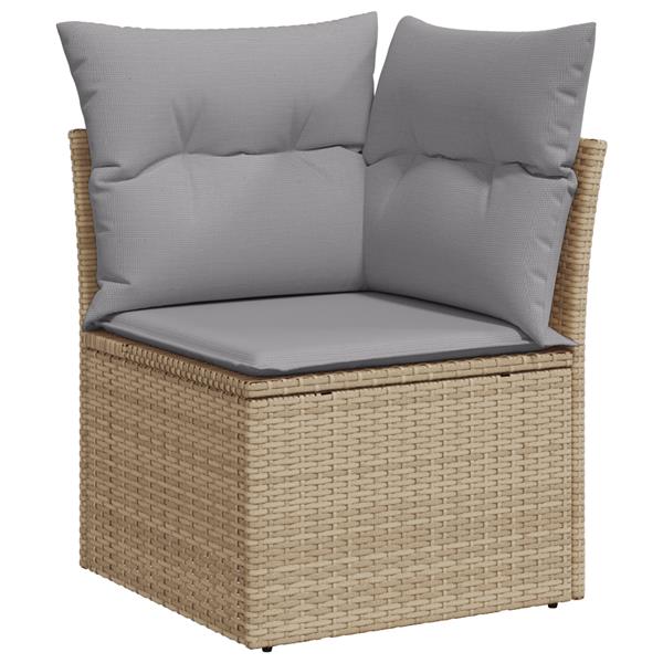 Grote foto vidaxl 6 delige tuinset met kussens poly rattan acaciahout beige tuin en terras tuinmeubelen