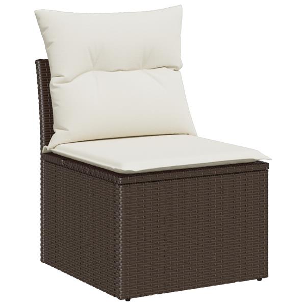 Grote foto vidaxl 6 delige tuinbankenset met kussens poly rattan bruin tuin en terras tuinmeubelen