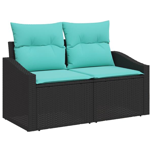 Grote foto vidaxl 6 delige tuinbankenset met kussens poly rattan zwart tuin en terras tuinmeubelen