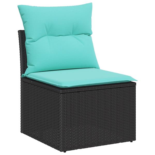 Grote foto vidaxl 6 delige tuinbankenset met kussens poly rattan zwart tuin en terras tuinmeubelen