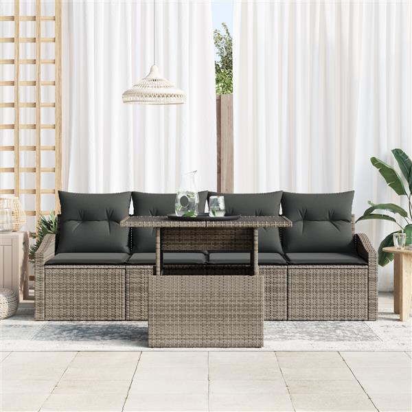 Grote foto vidaxl 5 delige tuinset met kussens grijs poly rattan tuin en terras tuinmeubelen