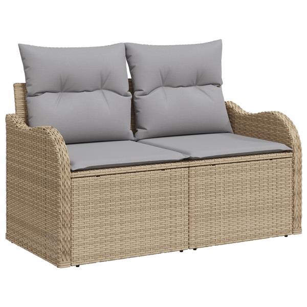 Grote foto vidaxl 5 delige tuinbankenset met kussens poly rattan beige tuin en terras tuinmeubelen