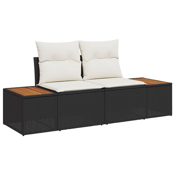 Grote foto vidaxl 5 delige tuinsofa set met kussens zwart poly rattan en acacia tuin en terras tuinmeubelen