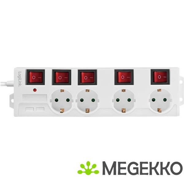 Grote foto logilink lps252 power uitbreiding 1 5 m 4 ac uitgang en binnen wit computers en software overige