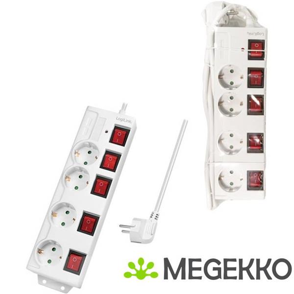Grote foto logilink lps252 power uitbreiding 1 5 m 4 ac uitgang en binnen wit computers en software overige