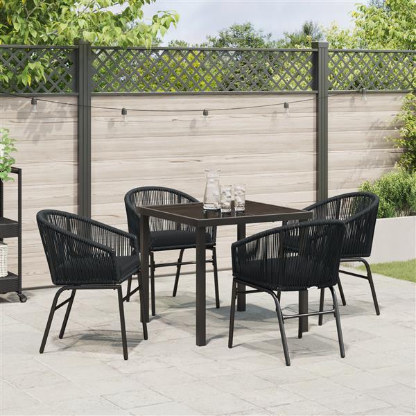 Grote foto vidaxl 5 delige tuinset zwart poly rattan tuin en terras tuinmeubelen