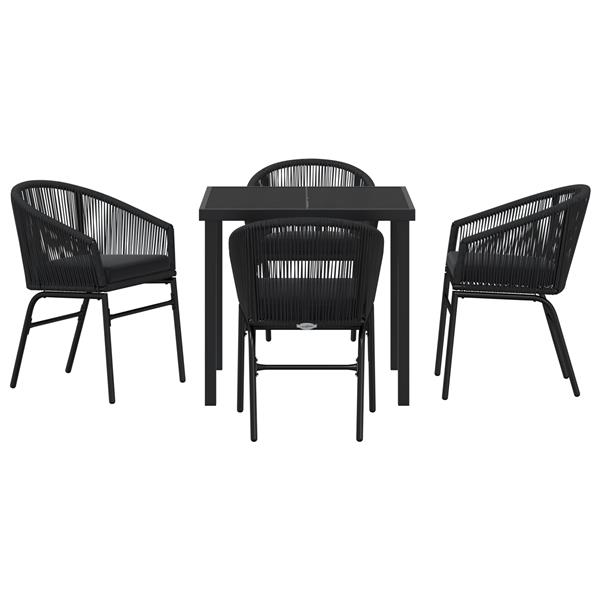 Grote foto vidaxl 5 delige tuinset zwart poly rattan tuin en terras tuinmeubelen