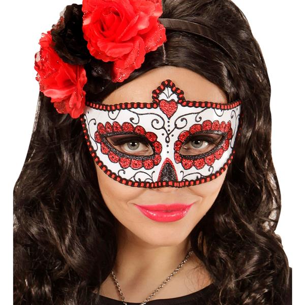 Grote foto oogmasker dia de los muertos zwart rood verzamelen overige verzamelingen