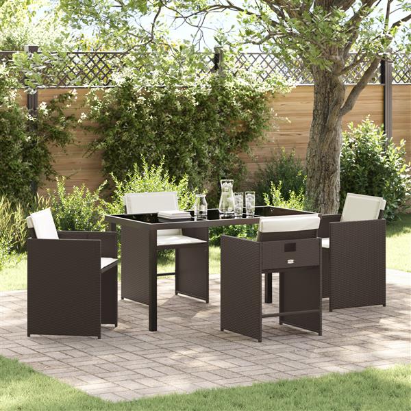 Grote foto vidaxl 5 delige tuinset met kussens bruin poly rattan tuin en terras tuinmeubelen