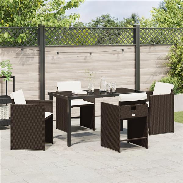 Grote foto vidaxl 5 delige tuinset met kussens bruin poly rattan tuin en terras tuinmeubelen