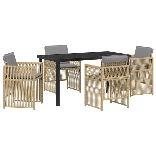 Grote foto vidaxl 5 delige tuinset met kussens poly rattan beige tuin en terras tuinmeubelen
