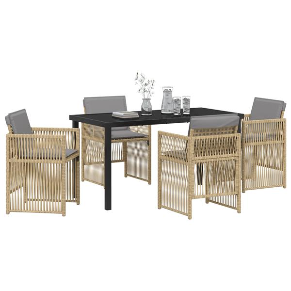 Grote foto vidaxl 5 delige tuinset met kussens poly rattan beige tuin en terras tuinmeubelen