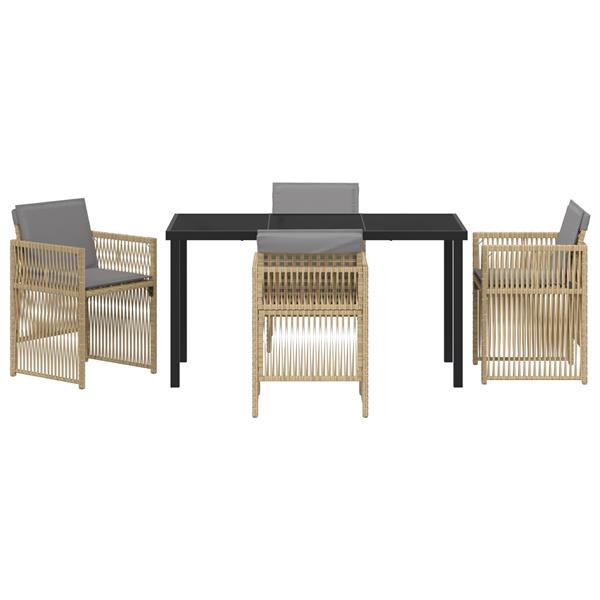 Grote foto vidaxl 5 delige tuinset met kussens poly rattan beige tuin en terras tuinmeubelen