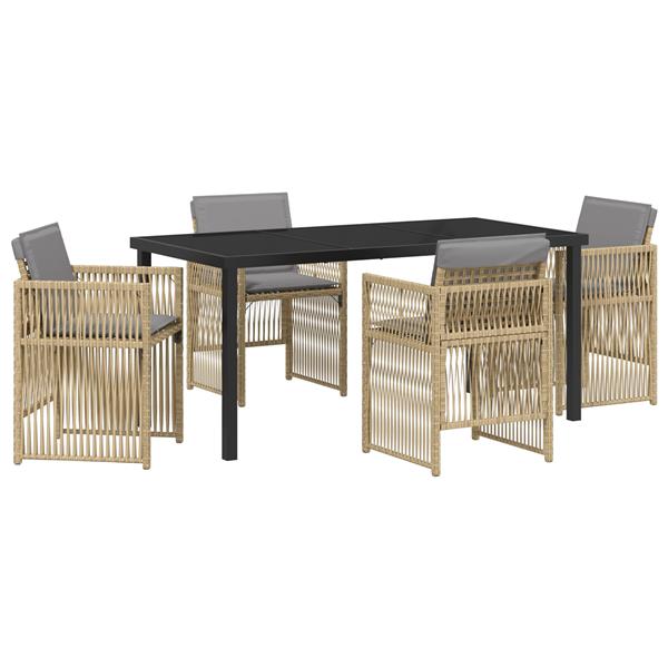 Grote foto vidaxl 5 delige tuinset met kussens poly rattan beige tuin en terras tuinmeubelen