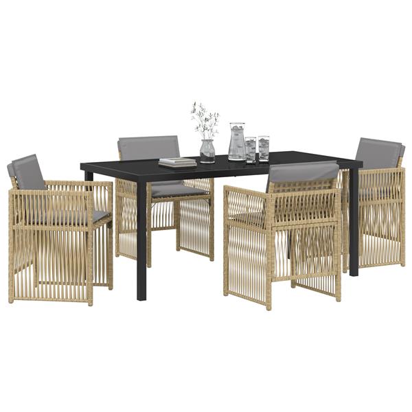 Grote foto vidaxl 5 delige tuinset met kussens poly rattan beige tuin en terras tuinmeubelen