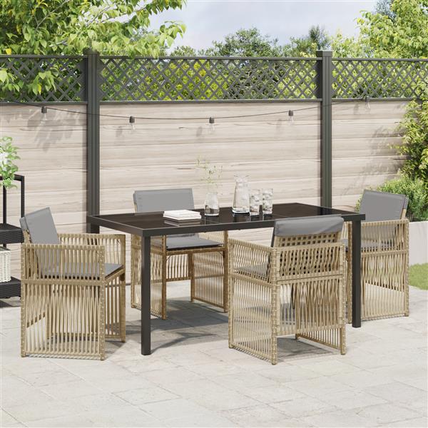 Grote foto vidaxl 5 delige tuinset met kussens poly rattan beige tuin en terras tuinmeubelen