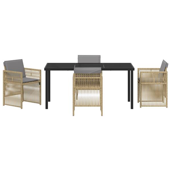 Grote foto vidaxl 5 delige tuinset met kussens poly rattan beige tuin en terras tuinmeubelen