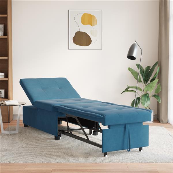 Grote foto vidaxl 3 in 1 uittrekbaar sofabed blauw fluweel huis en inrichting bankstellen